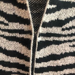 Black and white zebra print cardigan.